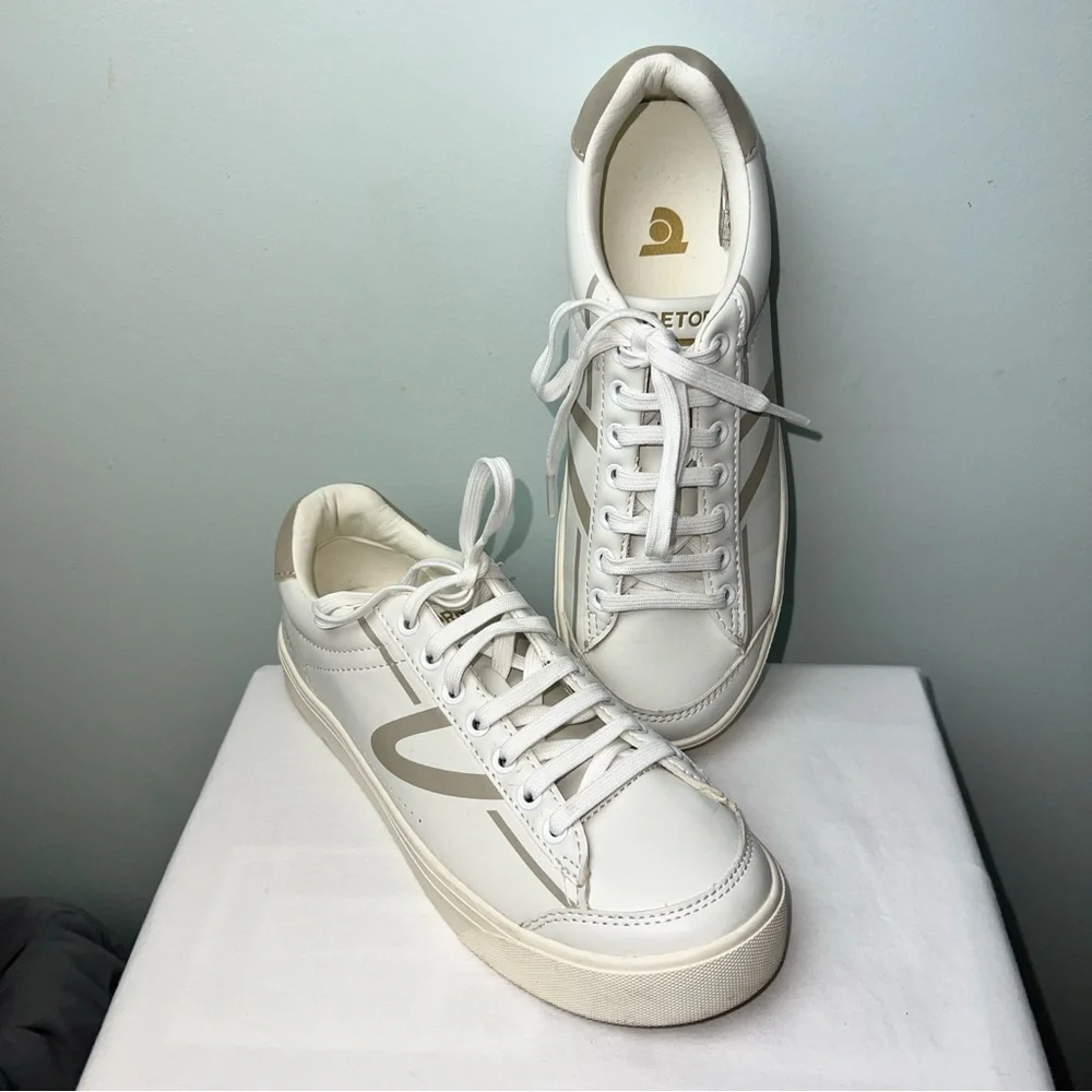 Tretorn Serve Sneakers White and Beige Women's Size 7 Low Top Tennis Shoes